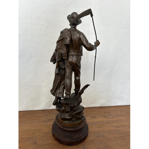 21 - Antique Large French Regulle Statue on Wooden Base (48cm H.)