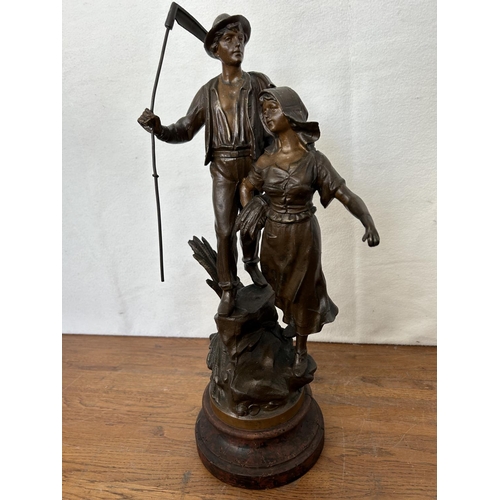 21 - Antique Large French Regulle Statue on Wooden Base (48cm H.)