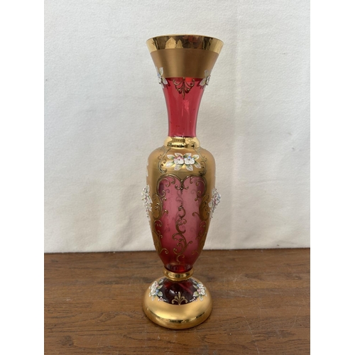 22 - Vintage Handmade Murano Art Glass Floral Vase (35cm H.)