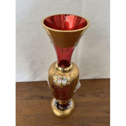 22 - Vintage Handmade Murano Art Glass Floral Vase (35cm H.)