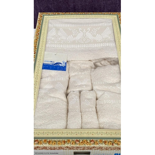 202 - Onda Blue x5 Piece 100% Cotton Towel Set Made in Italy