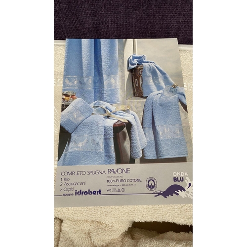 202 - Onda Blue x5 Piece 100% Cotton Towel Set Made in Italy