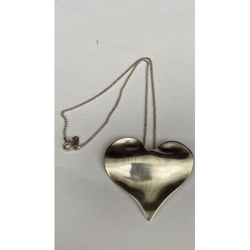 208 - Large Sterling Silver Heart Necklace/Pendant with Chain - Taken Back on 27/1/2025