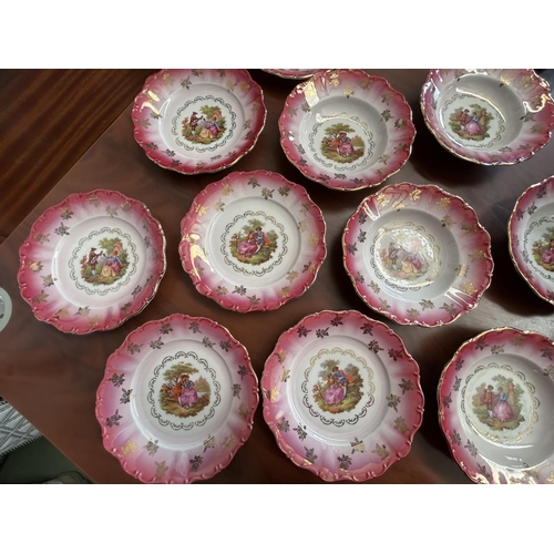 152 - Set of 12 Vintage W. Germany Bavarian Porcelain Plates with Courting Scenes