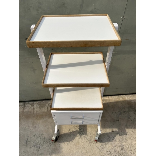 193 - Vintage Metal 3-Shelve Trolley with 2 Bottom Drawers