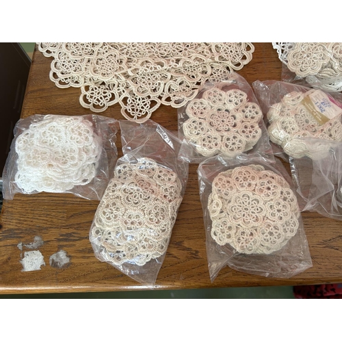 271 - Qty of Vintage Various Crochets Inluding Lace Placemats Cup Coasters Dressing Table Laces Doilys and... 