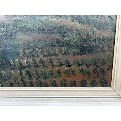 277 - Oil on Board Painting Depicting Cyprus Limassol Area Landscape by 'S. Moon' - (103 x 72cm)