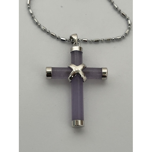 288 - Chinese Lavender Jade Cross