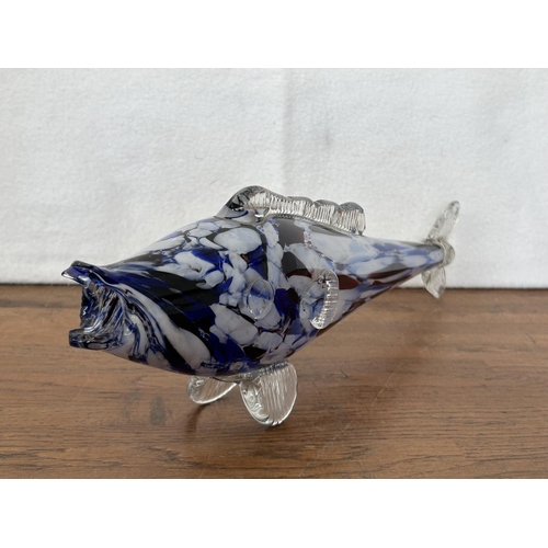 28 - Murano Art Glass Blue Fish (37cm L.)