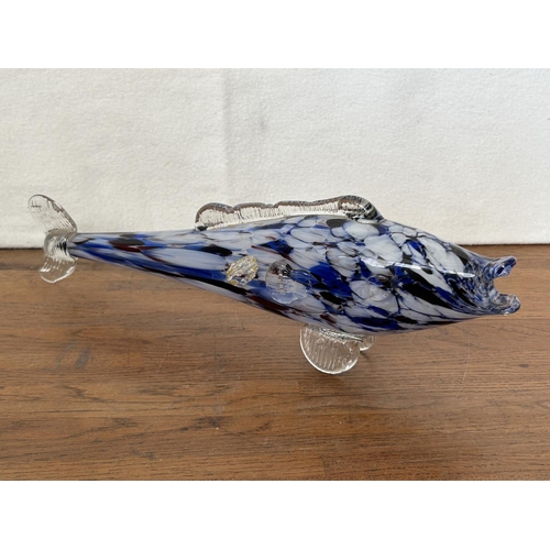 28 - Murano Art Glass Blue Fish (37cm L.)