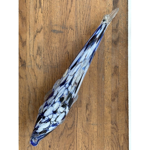 28 - Murano Art Glass Blue Fish (37cm L.)