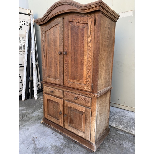 339 - Vintage Oak 2-Piece Cabinet