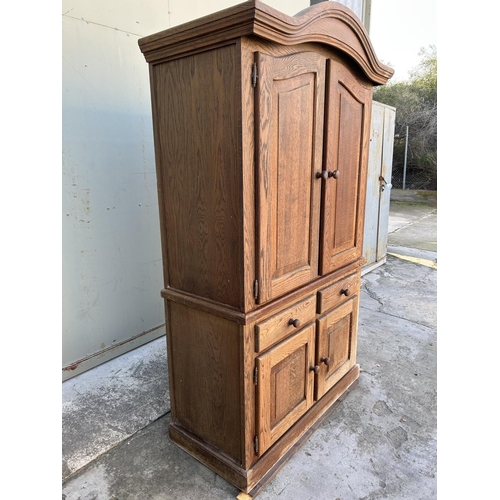 339 - Vintage Oak 2-Piece Cabinet