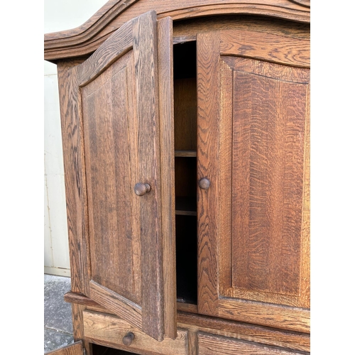 339 - Vintage Oak 2-Piece Cabinet