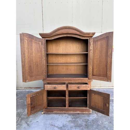 339 - Vintage Oak 2-Piece Cabinet