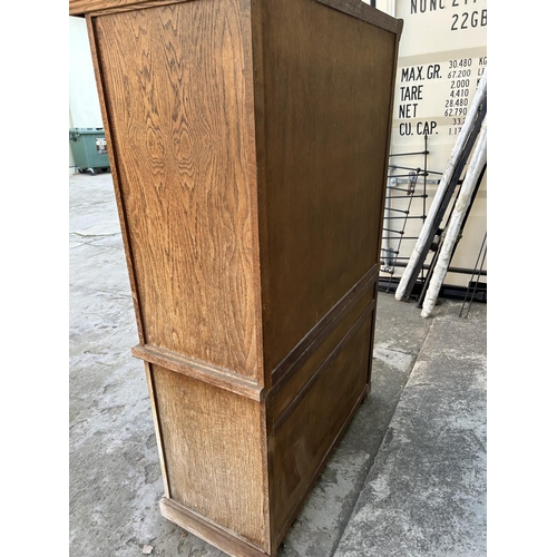 339 - Vintage Oak 2-Piece Cabinet