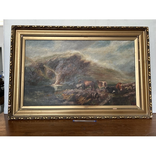 363 - Antique 1881 Oil Painting on Canvas in Frame (91 x 60cm)