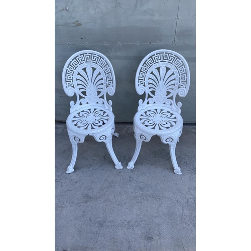 222 - x2 Cast Iron White Garden Chairs