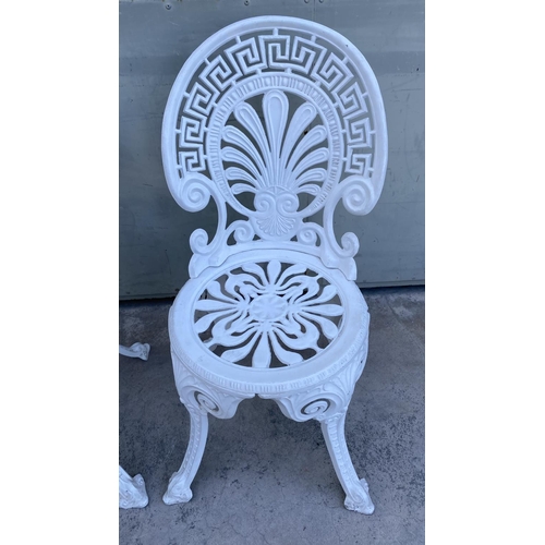 222 - x2 Cast Iron White Garden Chairs