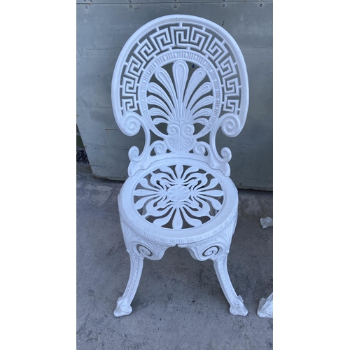 222 - x2 Cast Iron White Garden Chairs