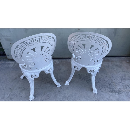 222 - x2 Cast Iron White Garden Chairs