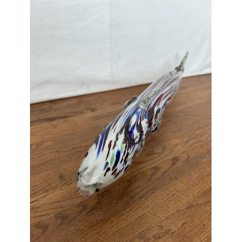 128 - Vintage 1970's Long Art Glass Fish Figure (57cm L.)