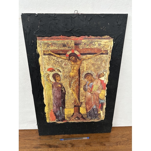 63 - Jesus Crucifixion Large Icon on Board (55 x 37xm)