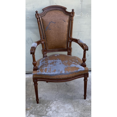 23 - Vintage Louis XVI Style Walnut Armchair (Needs Upholstery)