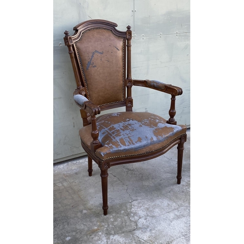 23 - Vintage Louis XVI Style Walnut Armchair (Needs Upholstery)