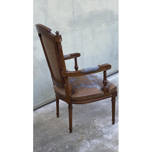 23 - Vintage Louis XVI Style Walnut Armchair (Needs Upholstery)