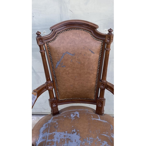 23 - Vintage Louis XVI Style Walnut Armchair (Needs Upholstery)