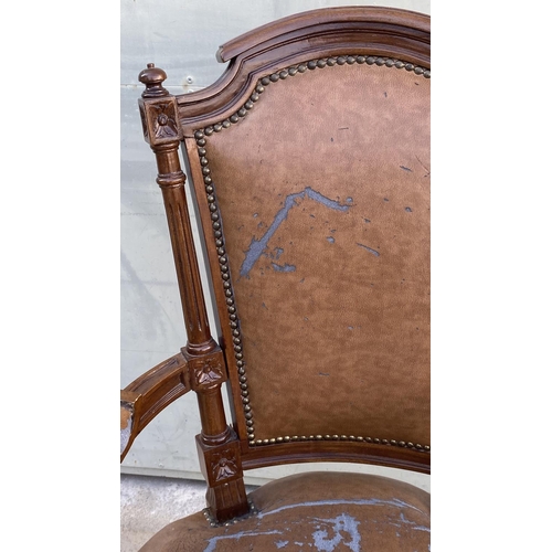 23 - Vintage Louis XVI Style Walnut Armchair (Needs Upholstery)