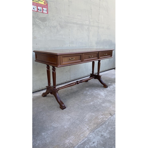 24 - Vintage Solid Walnut Office Desk with 3 Drawers and Integrated Food Rest