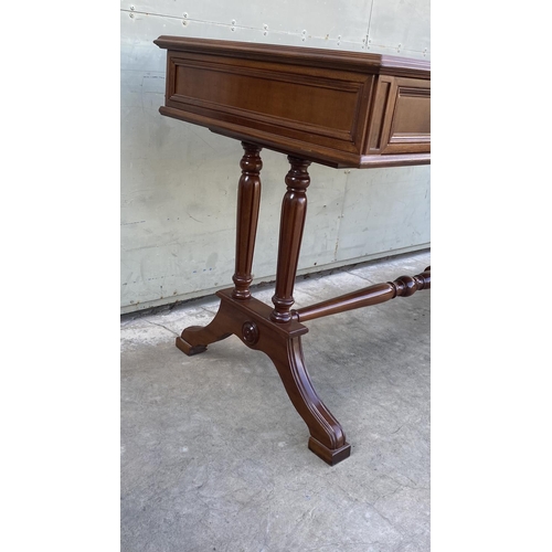 24 - Vintage Solid Walnut Office Desk with 3 Drawers and Integrated Food Rest