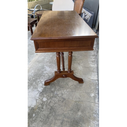 24 - Vintage Solid Walnut Office Desk with 3 Drawers and Integrated Food Rest