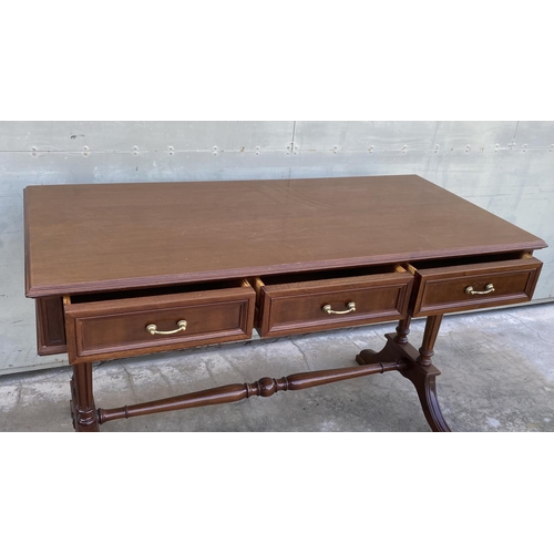 24 - Vintage Solid Walnut Office Desk with 3 Drawers and Integrated Food Rest