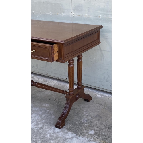 24 - Vintage Solid Walnut Office Desk with 3 Drawers and Integrated Food Rest