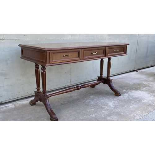 24 - Vintage Solid Walnut Office Desk with 3 Drawers and Integrated Food Rest