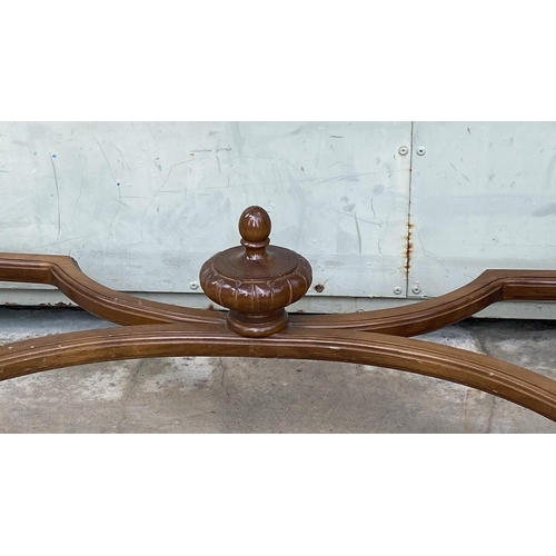 25 - Vintage, Crafted in 1977 Onyx Top Walnut Console/Entrance Table with Carvings (100 W. x 37 D. x 86cm... 