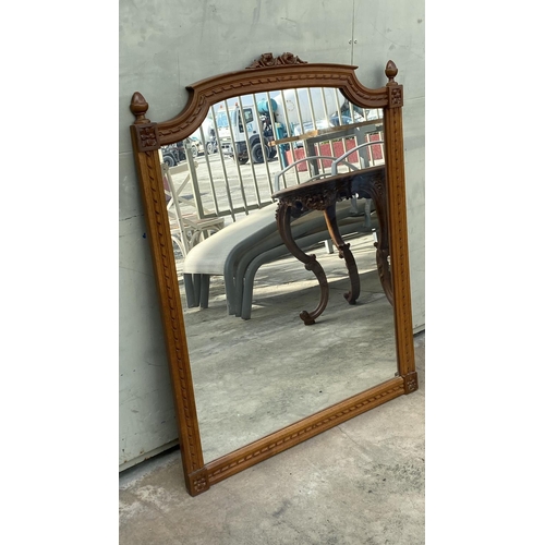 27 - Vintage Carved Walnut Wood Surround Large Console Mirror (79 x 162cm)