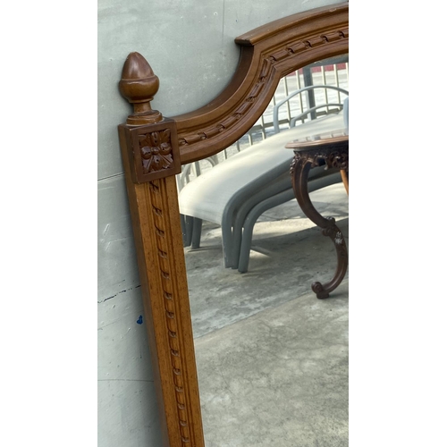 27 - Vintage Carved Walnut Wood Surround Large Console Mirror (79 x 162cm)