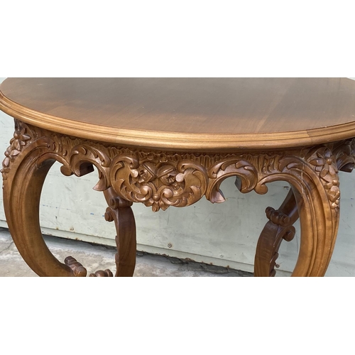 28 - Vintage Classic French Style Walnut Circular Center Table with Carvings (70cm diameter, 61cm H.)