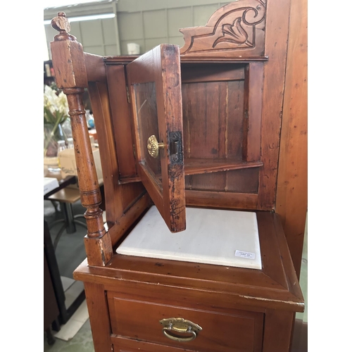 33 - Antique Art Nouveau Dressing Table with Full Length Center Mirror and x2 Corner Cupboards, x Twin Pe... 