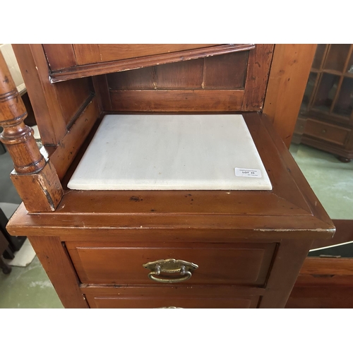 33 - Antique Art Nouveau Dressing Table with Full Length Center Mirror and x2 Corner Cupboards, x Twin Pe... 