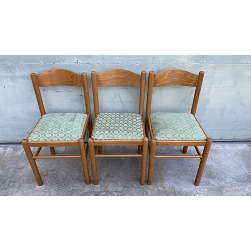 448 - x3 Wooden Chairs with Upholstered Seat - Taken Back on 1/2/2025