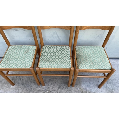 448 - x3 Wooden Chairs with Upholstered Seat - Taken Back on 1/2/2025