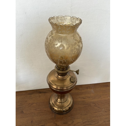 56 - Antique Brass Oil Lamp