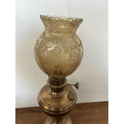 56 - Antique Brass Oil Lamp