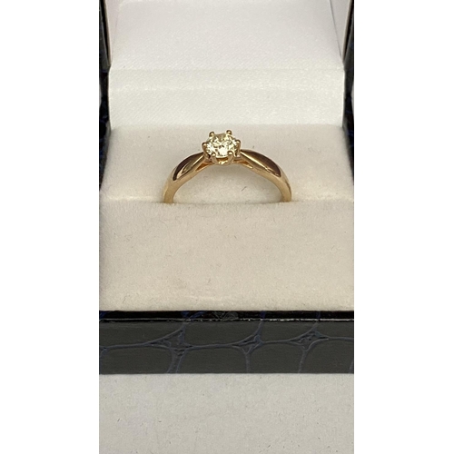 95 - Solitaire Ring with One Round Brilliant Cut Diamond with Appr. Weight 0.50 Carats (5mm), Color L-M/C... 