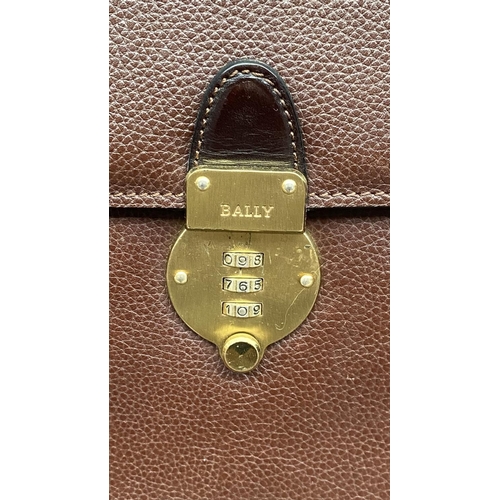 322 - Bally Brown Leather Briefcase with Combination Lock (960)